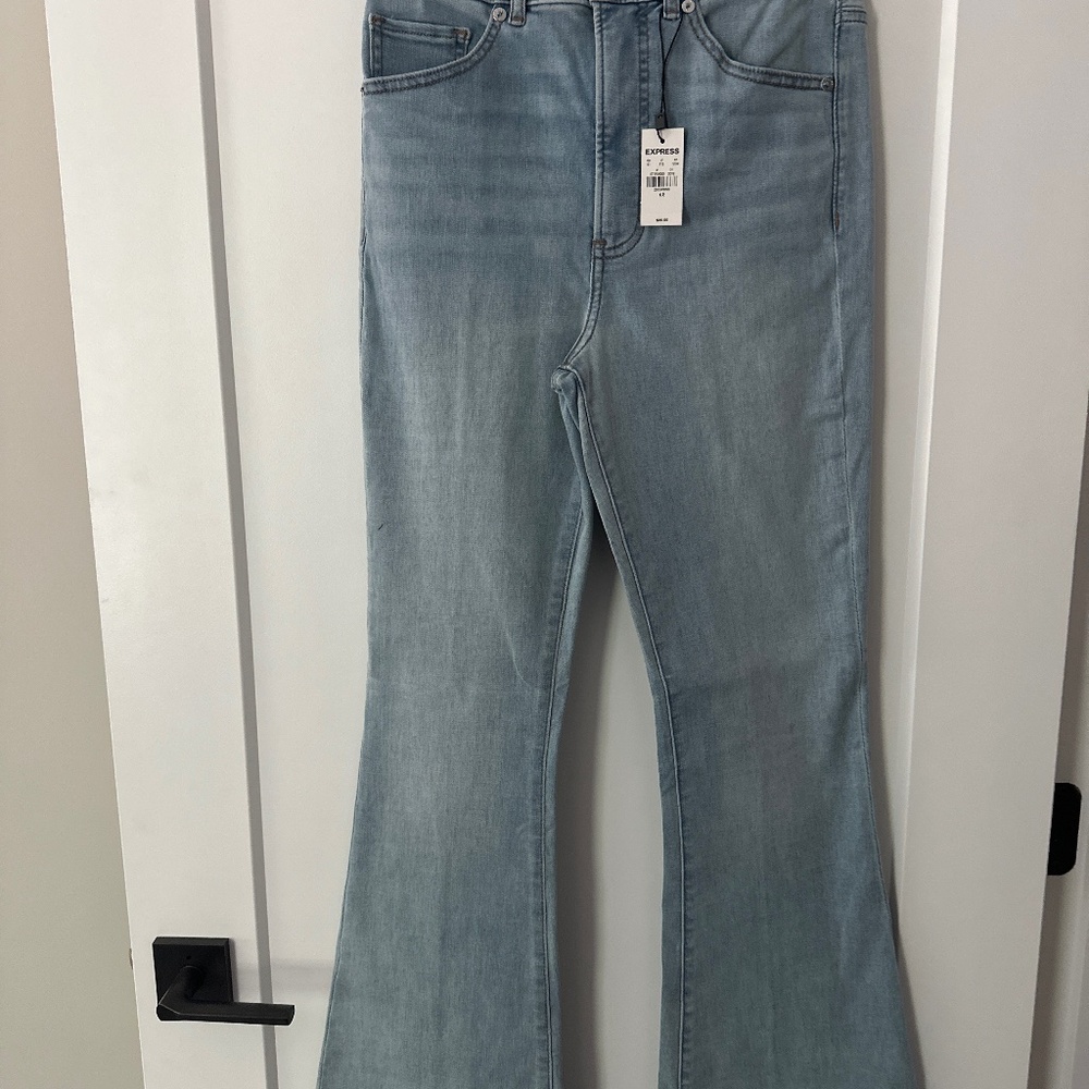 Express flare super high rise jeans
